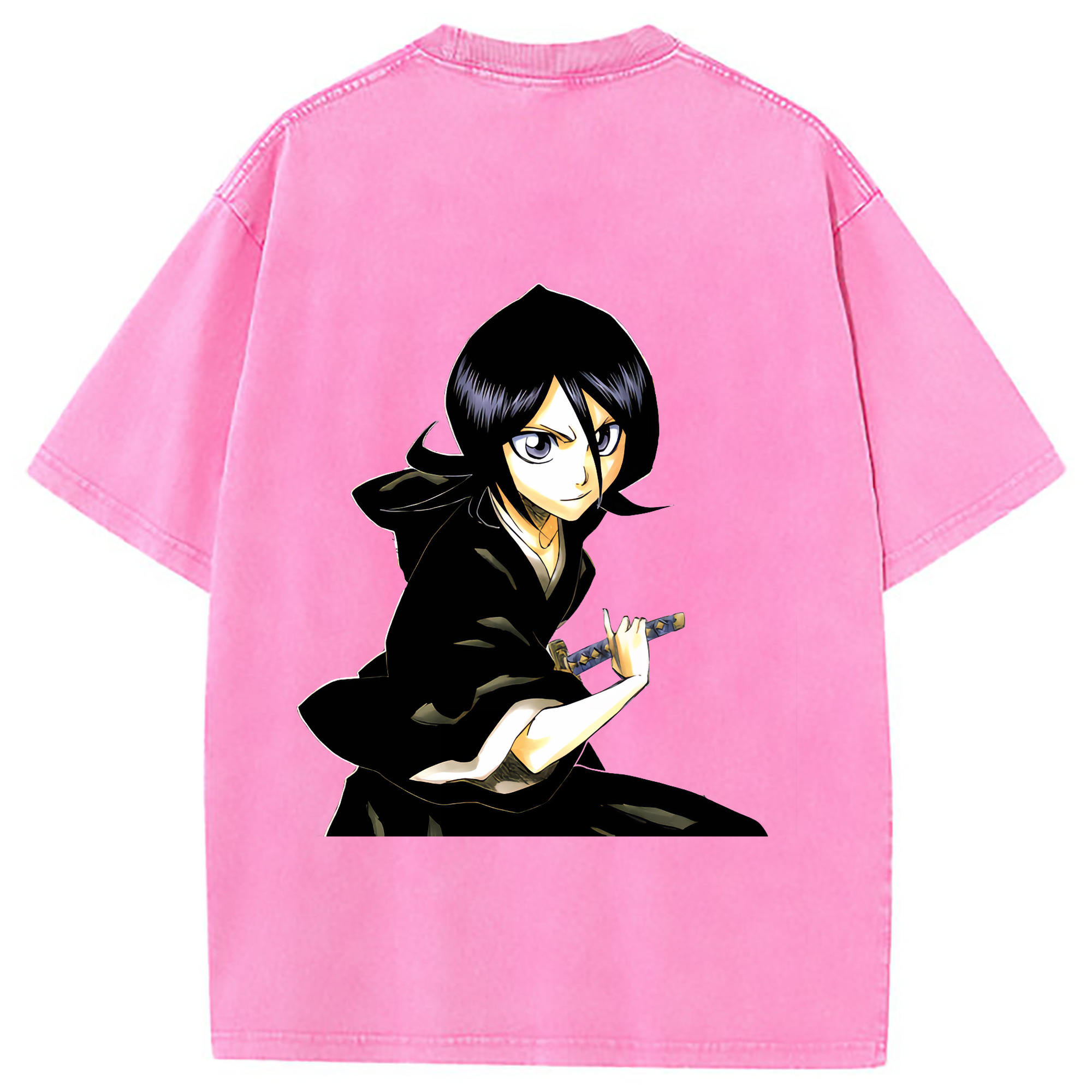 （画像用） ブリーチ 朽木ルキア BLEACH Kuchiki Rukia 綿100% ヴィンテージ風 半袖Tシャツ（背面プリント）